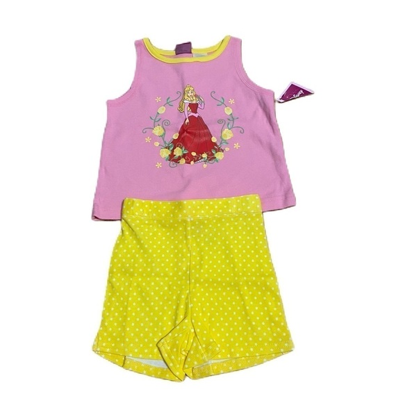 Vintage Disney Sleeping Beauty Outfit NEW 3T Aurora 90s Tank Top Shorts Pink - Picture 1 of 5